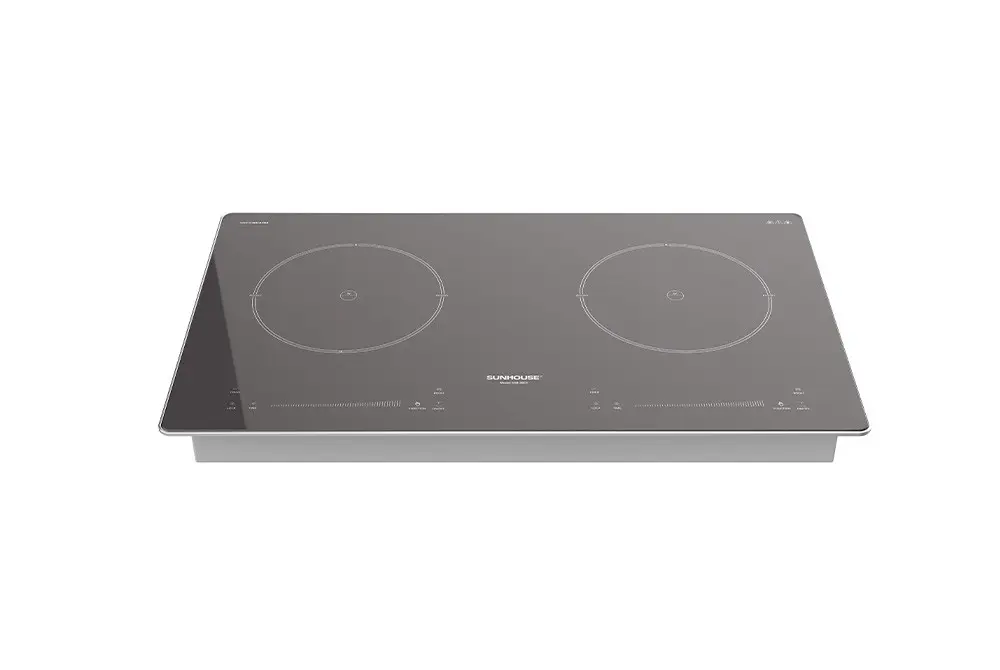 Bếp điện từ đôi SUNHOUSE SHB-28CS màu đen, toàn cảnh mặt bếp