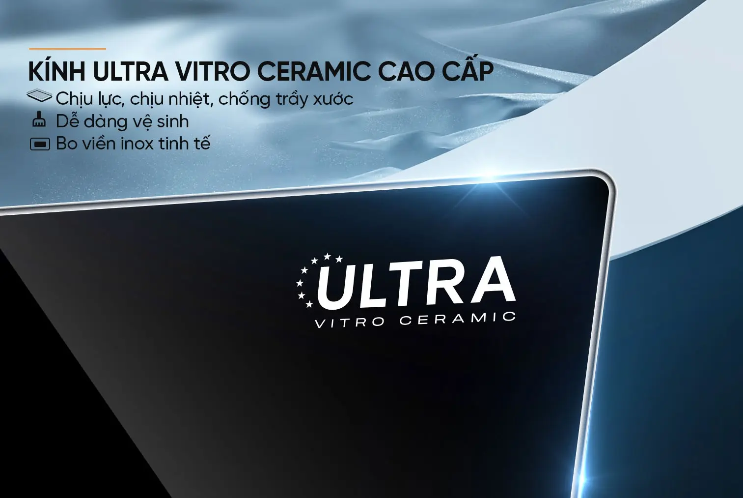 Mặt kính Ultra Vitro Ceramic của bếp điện từ đôi SUNHOUSE SHB-555DI