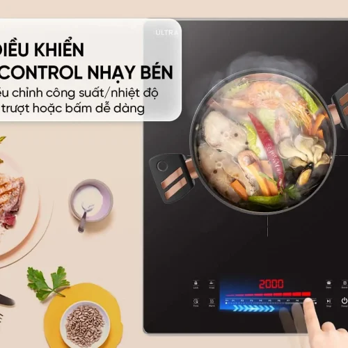 Bảng điều khiển Slider Control bếp điện từ đôi SUNHOUSE SHB-555DI
