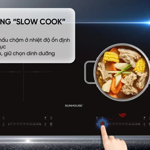 Bếp điện từ đôi SUNHOUSE SHB-555DI với tính năng Slow Cook nấu chậm