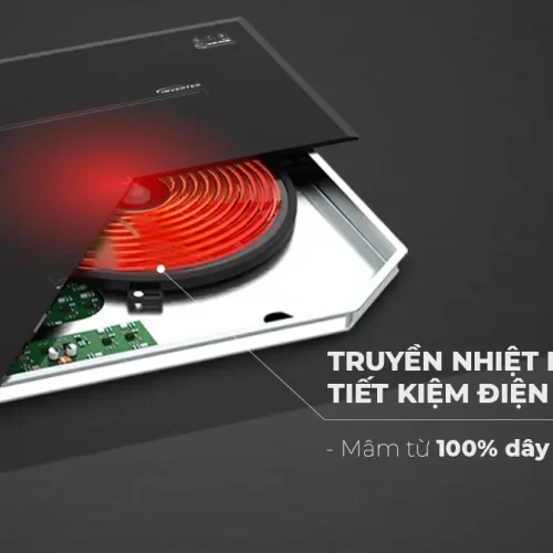 Mâm từ 100% dây đồng của bếp điện từ đôi SUNHOUSE SHB-55HN truyền nhiệt nhanh, tiết kiệm điện