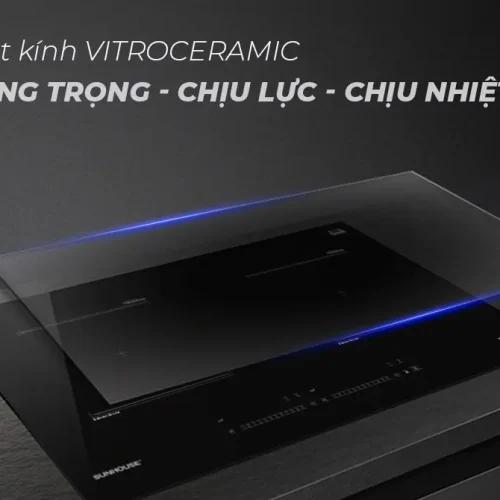 Bếp điện từ đôi SUNHOUSE SHB-55HN với mặt kính Vitroceramic chịu lực, chịu nhiệt