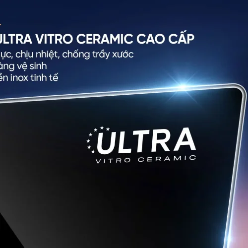 Cận cảnh mặt kính Ultra Vitro Ceramic của bếp điện từ đôi SUNHOUSE SHB-566HL