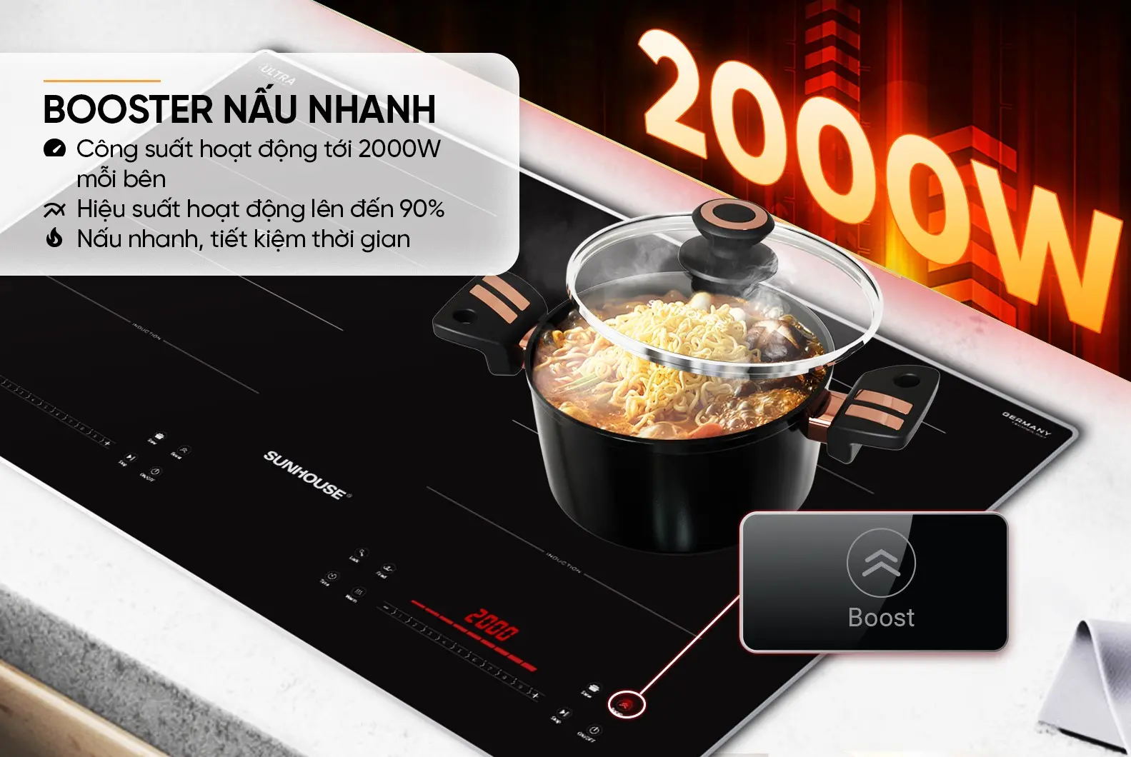 Bếp điện từ đôi SUNHOUSE SHB-567HA - 2000W/2000W - Ảnh 8