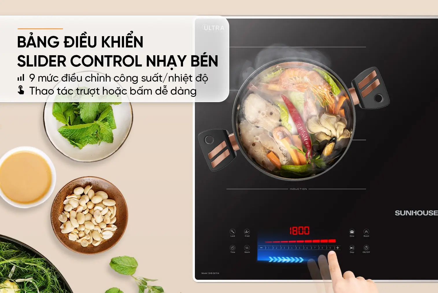 Bếp điện từ đôi SUNHOUSE SHB-567HA - 2000W/2000W - Ảnh 9