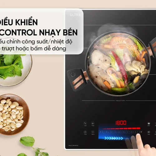 Bảng điều khiển Slider Control của bếp điện từ đôi SUNHOUSE SHB-567HA