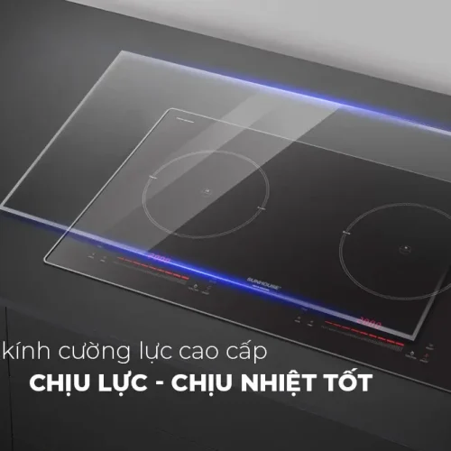 Mặt kính cường lực chịu lực chịu nhiệt của bếp điện từ đôi SUNHOUSE SHB-86TB