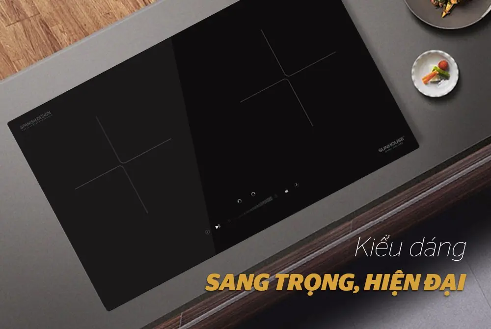Bếp điện từ đôi SUNHOUSE SHB-DI02 lắp âm với thiết kế sang trọng hiện đại