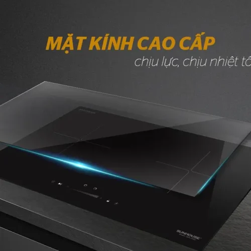 Bếp điện từ đôi SUNHOUSE SHB-DI02 sử dụng mặt kính chịu lực chịu nhiệt