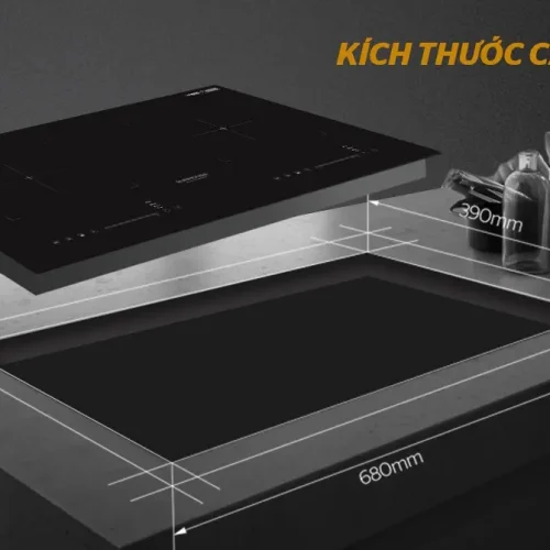 Kích thước cắt đá 680 x 390 mm của bếp điện từ đôi SUNHOUSE SHB-DI05