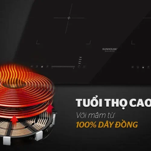 Mâm từ dây đồng của bếp điện từ đôi SUNHOUSE SHB-DI05