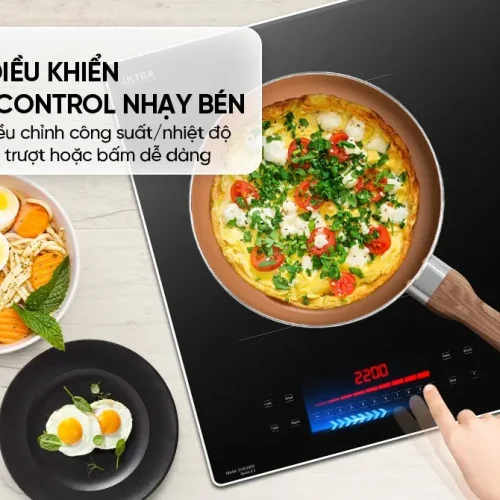 Bảng điều khiển Slider Control trên bếp điện từ đôi SUNHOUSE SHB-DI09
