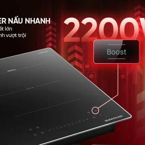 Bếp điện từ đôi SUNHOUSE SHB-DI09 với tính năng Booster công suất 2200W