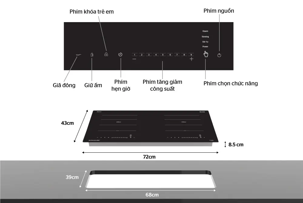 Bếp điện từ đôi SUNHOUSE SHB DI66 - 2000W/2000W - Ảnh 4