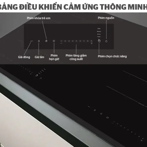 Bảng điều khiển cảm ứng thông minh trên bếp điện từ đôi SUNHOUSE SHB DI66