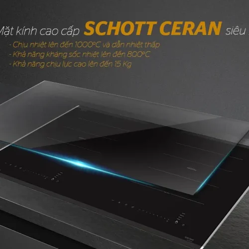 Mặt kính Schott Ceran của bếp điện từ đôi SUNHOUSE SHB DI66