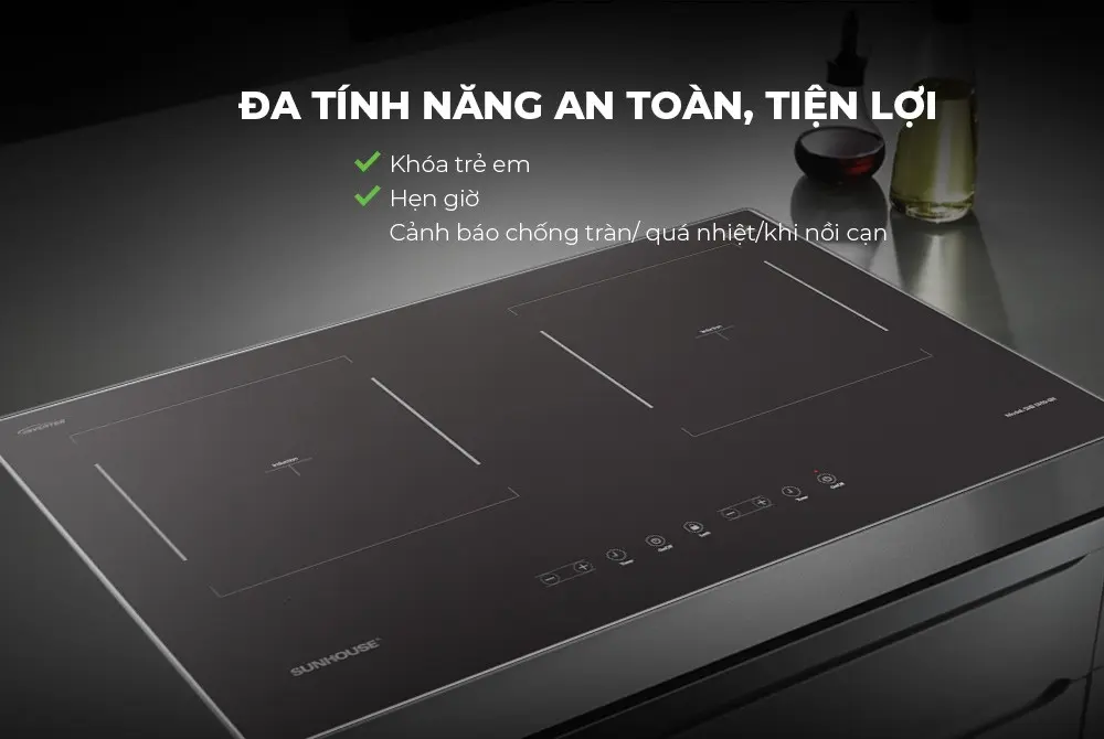 Bếp điện từ đôi SUNHOUSE SHB DI69-BN - 1800W/1800W - Ảnh 8