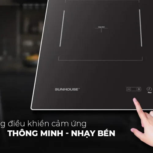 Bảng điều khiển cảm ứng thông minh của bếp điện từ đôi SUNHOUSE SHB-DI69-BN