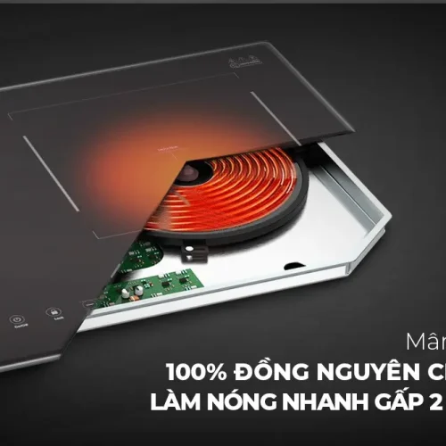 Cấu tạo mâm từ đồng nguyên chất của bếp điện từ đôi SUNHOUSE SHB DI69-BN