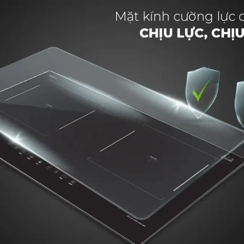 Mặt kính cường lực chịu lực chịu nhiệt của bếp điện từ đôi SUNHOUSE SHB DI69-BN
