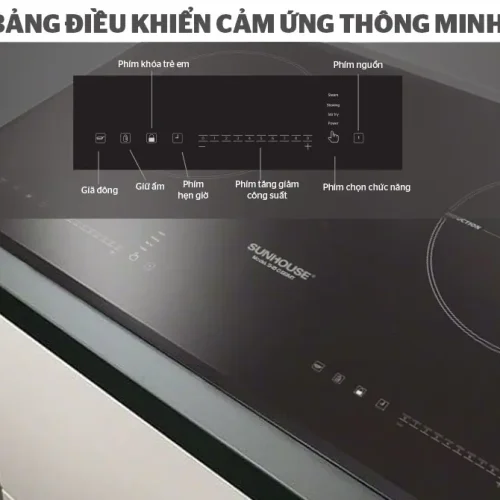 Bảng điều khiển cảm ứng của bếp điện từ đôi SUNHOUSE SHB DI99MT