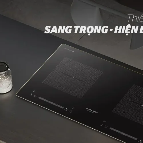 Bếp điện từ đôi SUNHOUSE SHB16-HP thiết kế sang trọng, hiện đại trên mặt bàn bếp