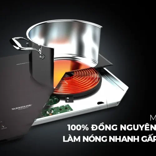 Cấu tạo mâm từ đồng nguyên chất của bếp điện từ đôi SUNHOUSE SHB22-TQ