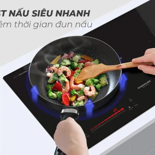 Bếp điện từ đôi SUNHOUSE SHB38-HP nấu ăn nhanh với chức năng Boost