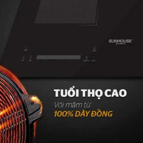 Mâm từ dây đồng của bếp điện từ đôi SUNHOUSE SHB500DI