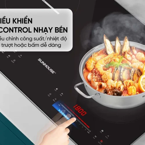Bảng điều khiển trượt Slider Control của bếp điện từ đôi SUNHOUSE SHB501CS