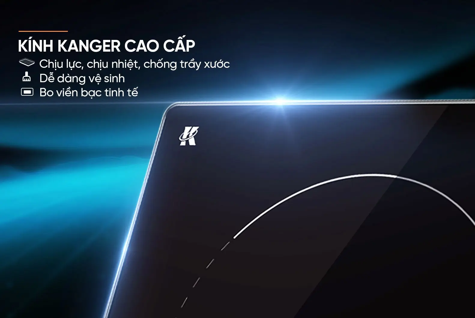 Mặt kính Kanger cao cấp của bếp điện từ đôi SUNHOUSE SHB5143