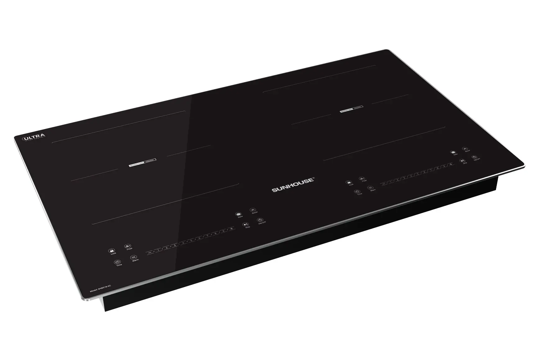 Bếp điện từ đôi SUNHOUSE SHB518-AC mặt kính đen góc chụp toàn cảnh