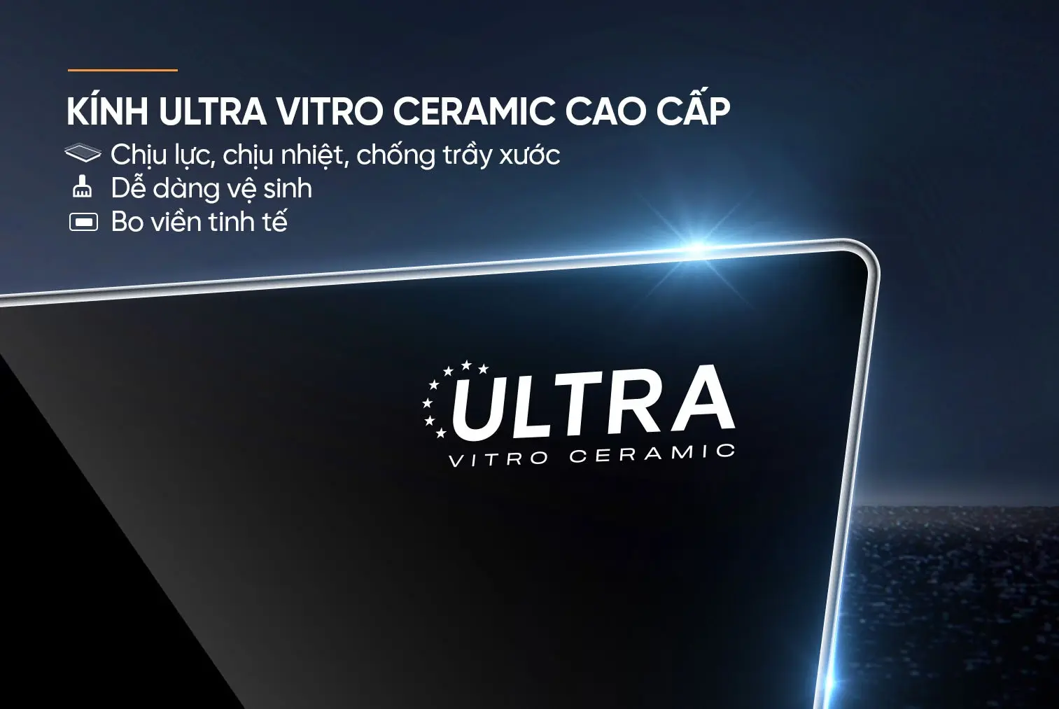 Mặt kính Ultra Vitro Ceramic cao cấp của bếp điện từ đôi SUNHOUSE SHB518-AC