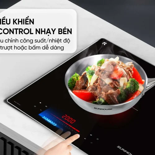 Bảng điều khiển Slider Control của bếp điện từ đôi SUNHOUSE SHB5236