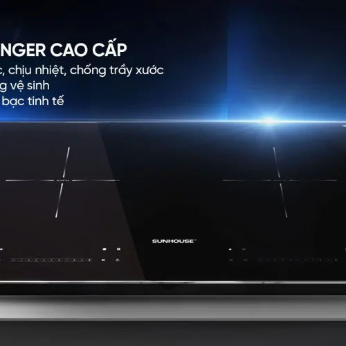 Bếp điện từ đôi SUNHOUSE SHB5236 với mặt kính Kanger cao cấp và viền bạc