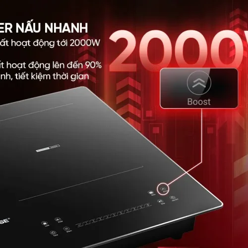 Bếp điện từ đôi SUNHOUSE SHB536-HD với tính năng Booster nấu nhanh 2000W mỗi vùng nấu