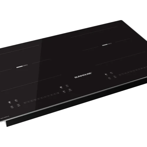 Bếp điện từ đôi SUNHOUSE SHB536-HD mặt kính đen góc nhìn từ trên chếch trái
