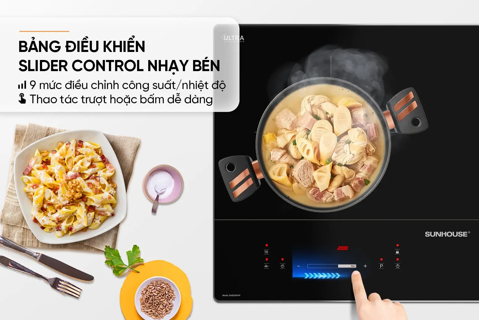 Bếp điện từ đôi SUNHOUSE SHB5599HP - 2200W/2200W - Ảnh 11