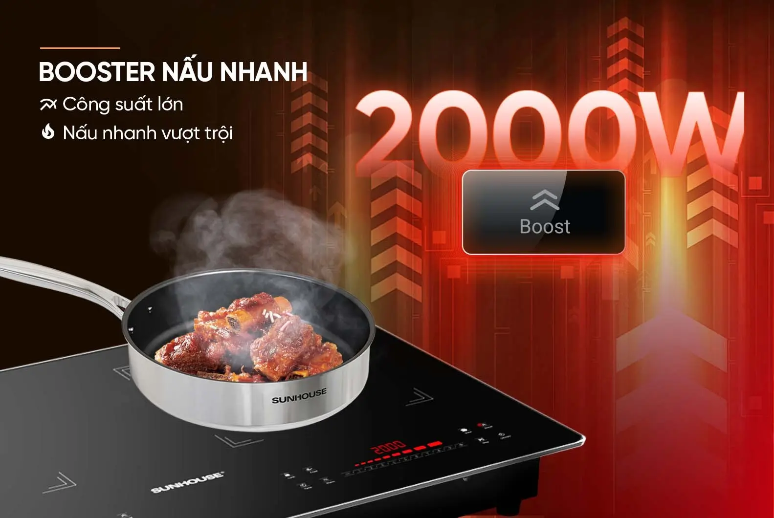 Bếp điện từ đôi SUNHOUSE SHB568HL - 2000W/2000W - Ảnh 8
