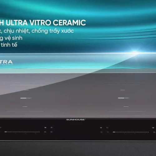Mặt kính Ultra Vitro Ceramic của bếp điện từ đôi SUNHOUSE SHB579-HD