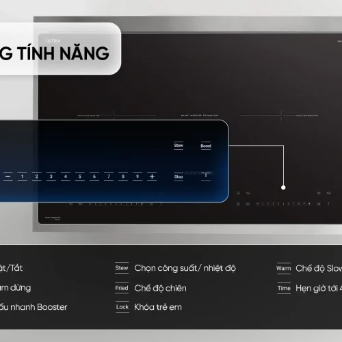 Bảng điều khiển cảm ứng của bếp điện từ đôi SUNHOUSE SHB585PRO