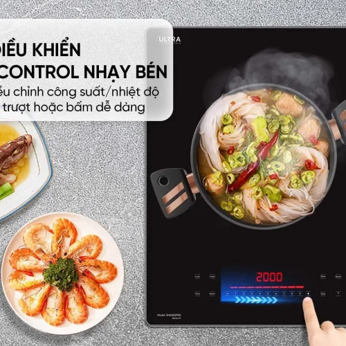 Bảng điều khiển Slider Control của bếp điện từ đôi SUNHOUSE SHB585PRO