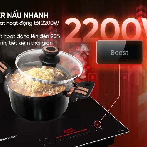 Bếp điện từ đôi SUNHOUSE SHB585PRO Booster công suất 2200W mỗi bên