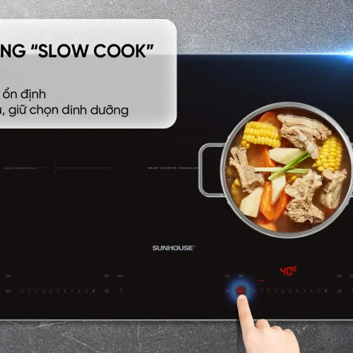 Bếp điện từ đôi SUNHOUSE SHB585PRO với tính năng Slow Cook tiện lợi