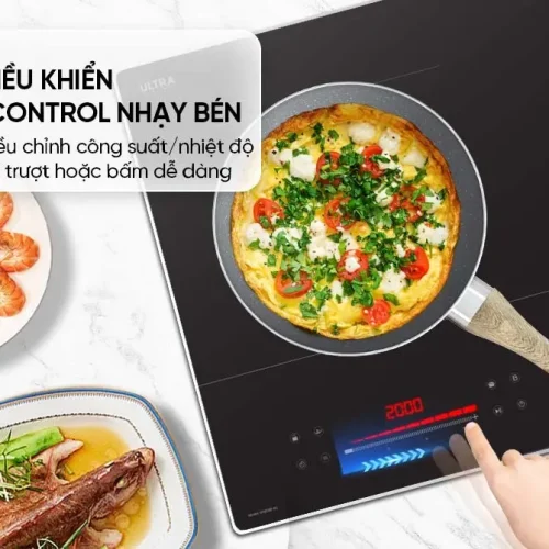 Bảng điều khiển Slider Control của bếp điện từ đôi SUNHOUSE SHB588-AC
