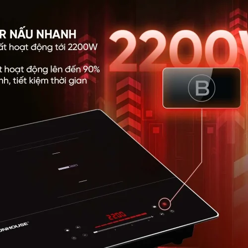 Bếp điện từ đôi SUNHOUSE SHB588-AC với chức năng Booster 2200W