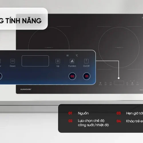 Bảng điều khiển đa dạng tính năng của bếp điện từ đôi SUNHOUSE SHB588 PRO