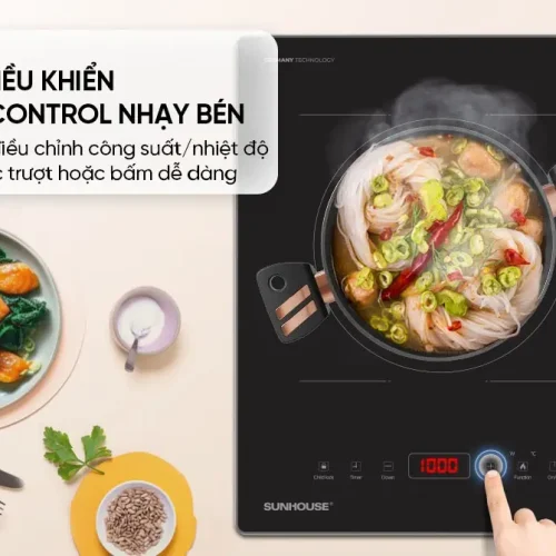 Bảng điều khiển Slider Control của bếp điện từ đôi SUNHOUSE SHB588 PRO