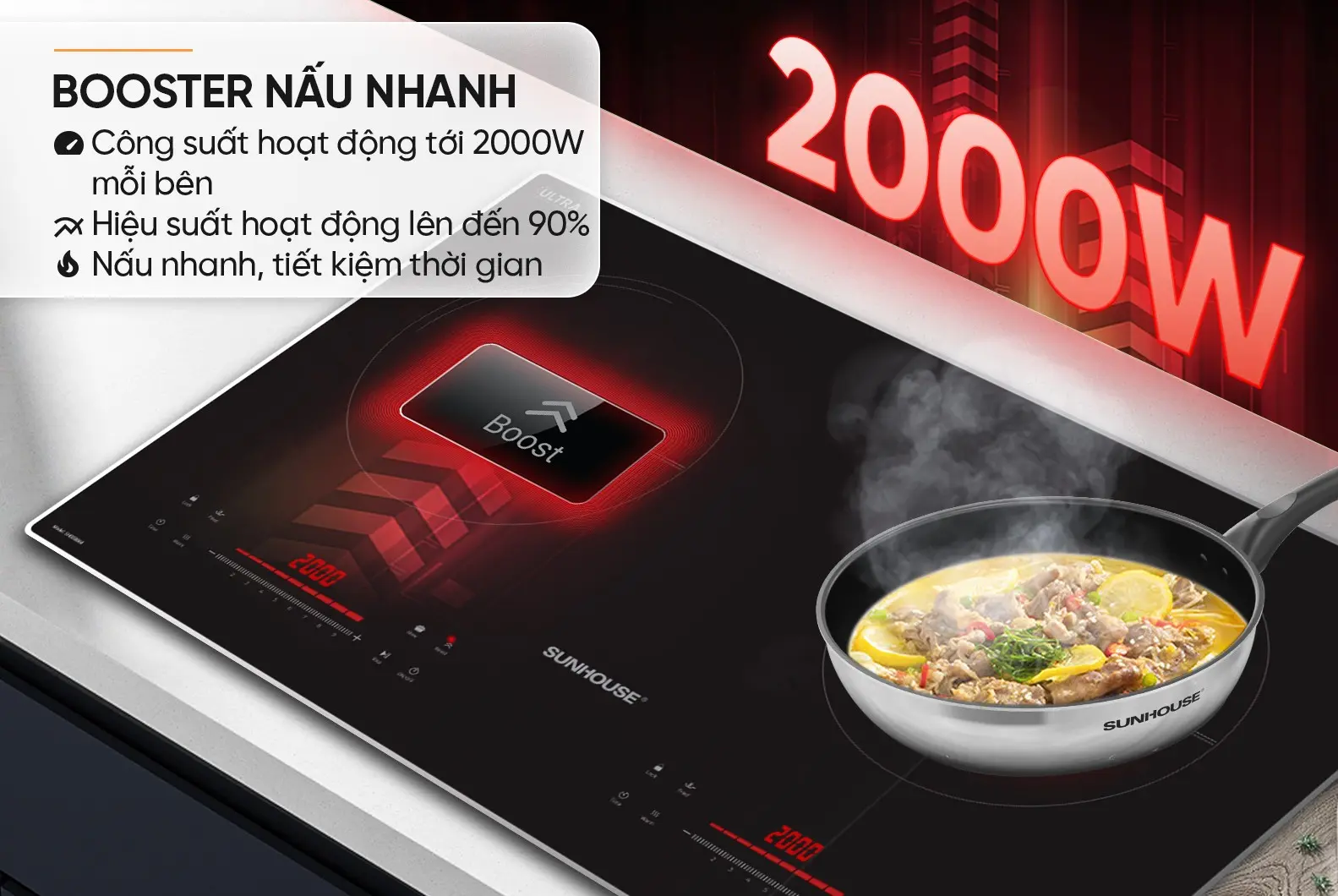 Bếp điện từ đôi SUNHOUSE SHB58868 - 2000W/2000W - Ảnh 8