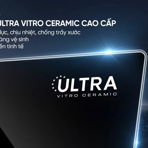 Cận cảnh mặt kính Ultra Vitro Ceramic của bếp điện từ đôi SUNHOUSE SHB58868